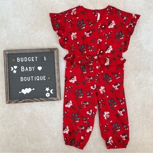 Janie and Jack Red Floral Kids Romper